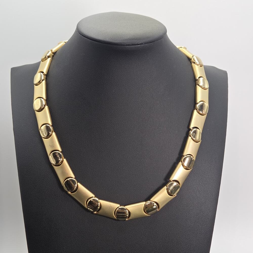 Vintage Chunky Gold Tone Link Collar Necklace